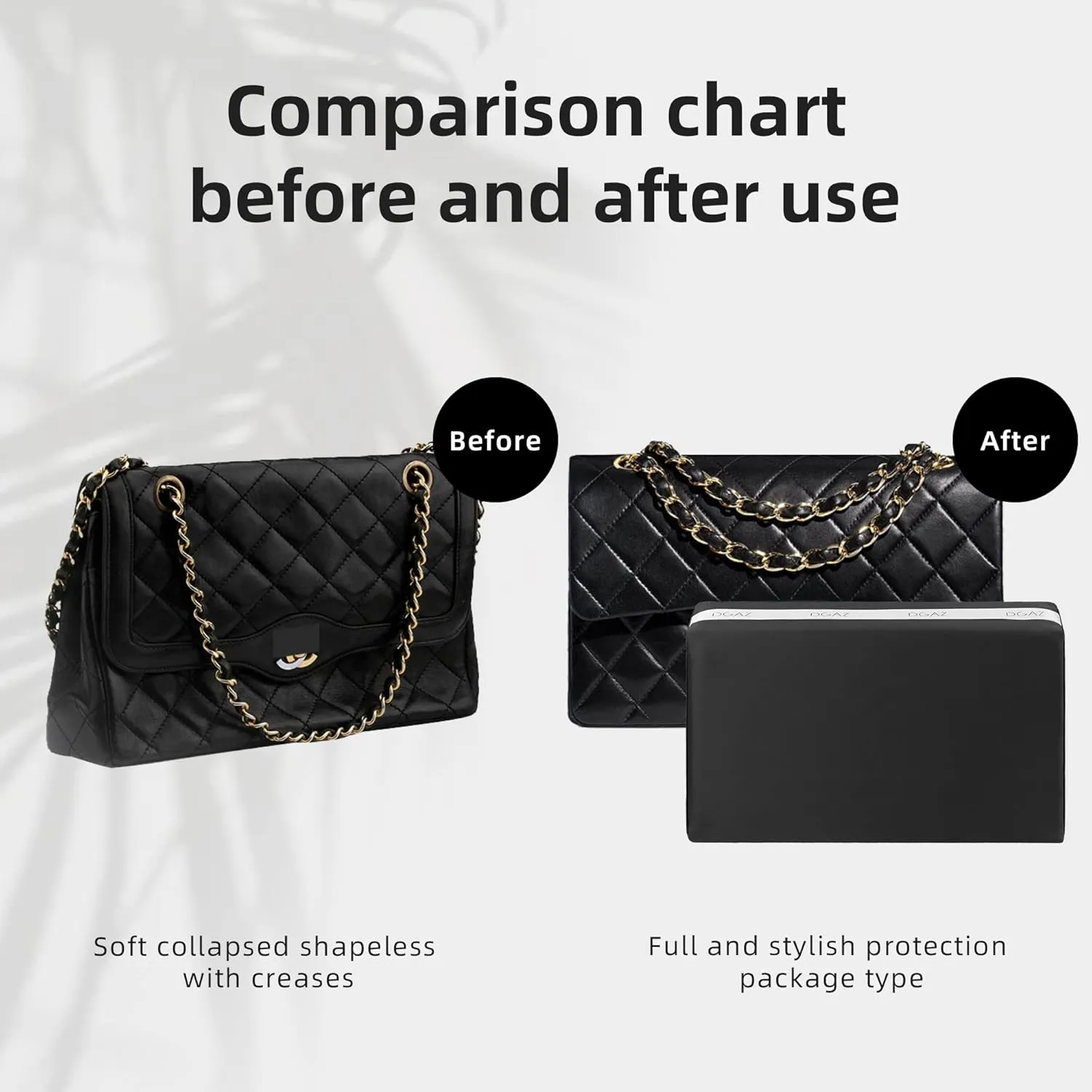DGAZ Purse Pillow Shaper Insert for Chanel CF Bags, Silky Pillow Shaper for Luxury Handbags（Black, Jumbo 30）