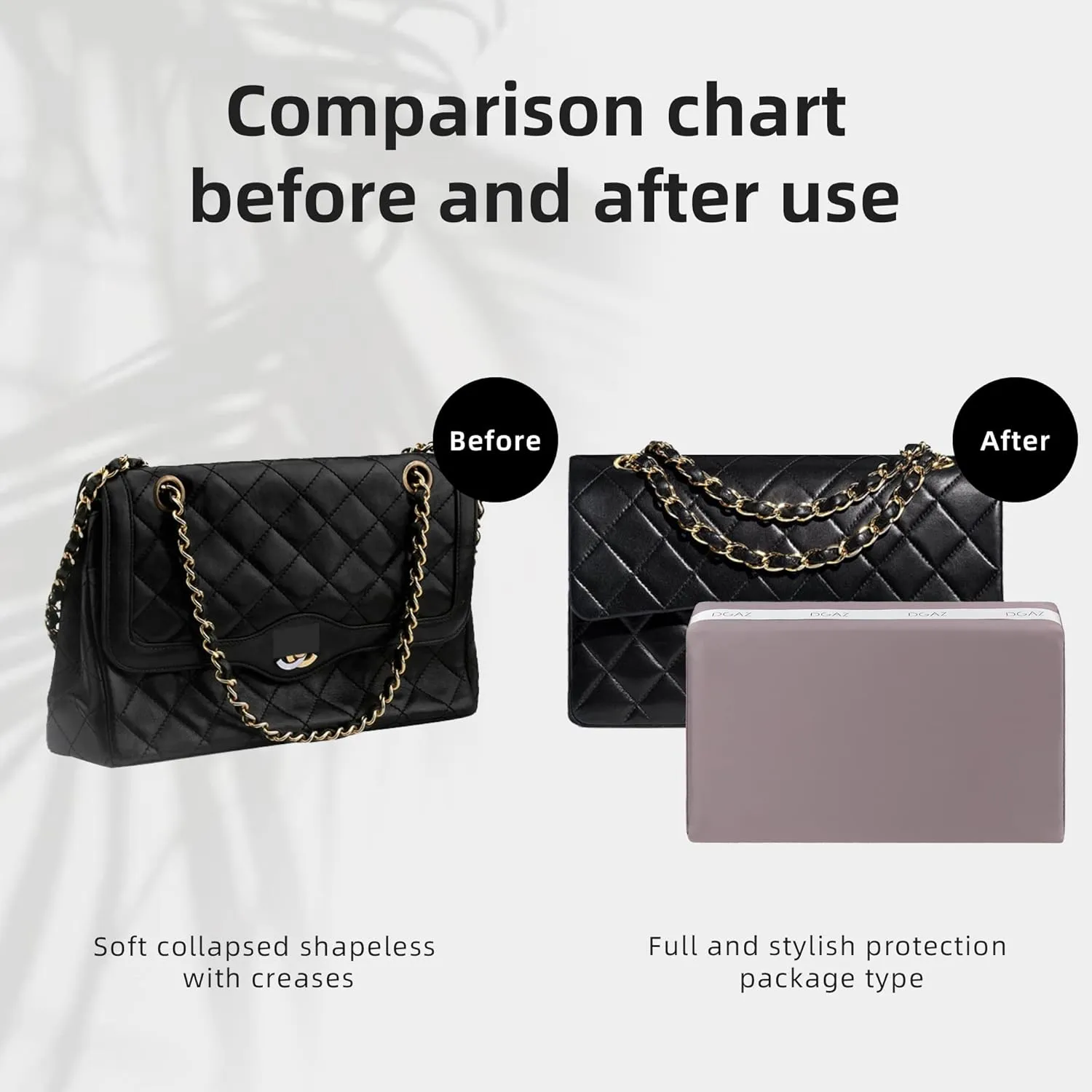 DGAZ Purse Pillow Shaper Insert for Chanel CF Bags, Silky Pillow Shaper for Luxury Handbags（Konjac purple, Mini 20）