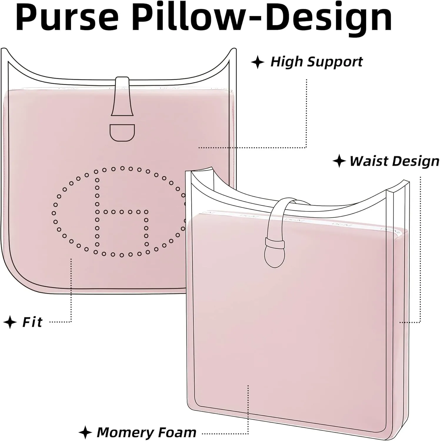 DGAZ Purse Pillow Shaper Insert for Evelyne TPM/PM/GM/TGM Bags, Silky Pillow Shaper for Luxury Handbags(Pink,PM 29)