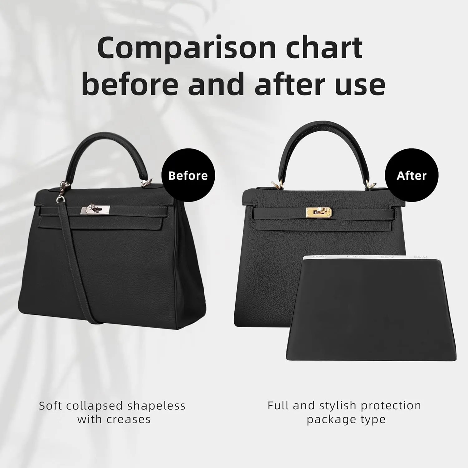 DGAZ Purse Pillow Shaper Insert for Hermes Kelly Bags, Silky Pillow Shaper for Luxury Handbags(Black,KLmini2)