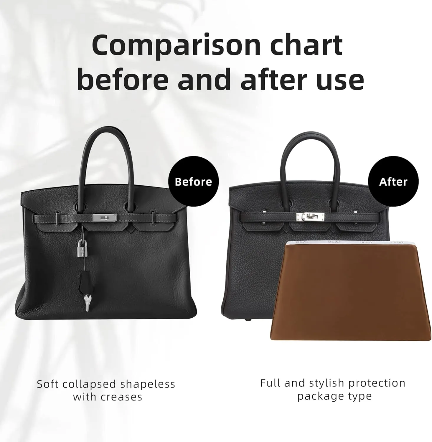 DGAZ Purse Pillow Shaper Insert,Luxury Handbag Tote Shapers, Memory Foam- Fits Birkin 20/25/30/35/40/45/50 Bag(Gold,BK25 Retourne)