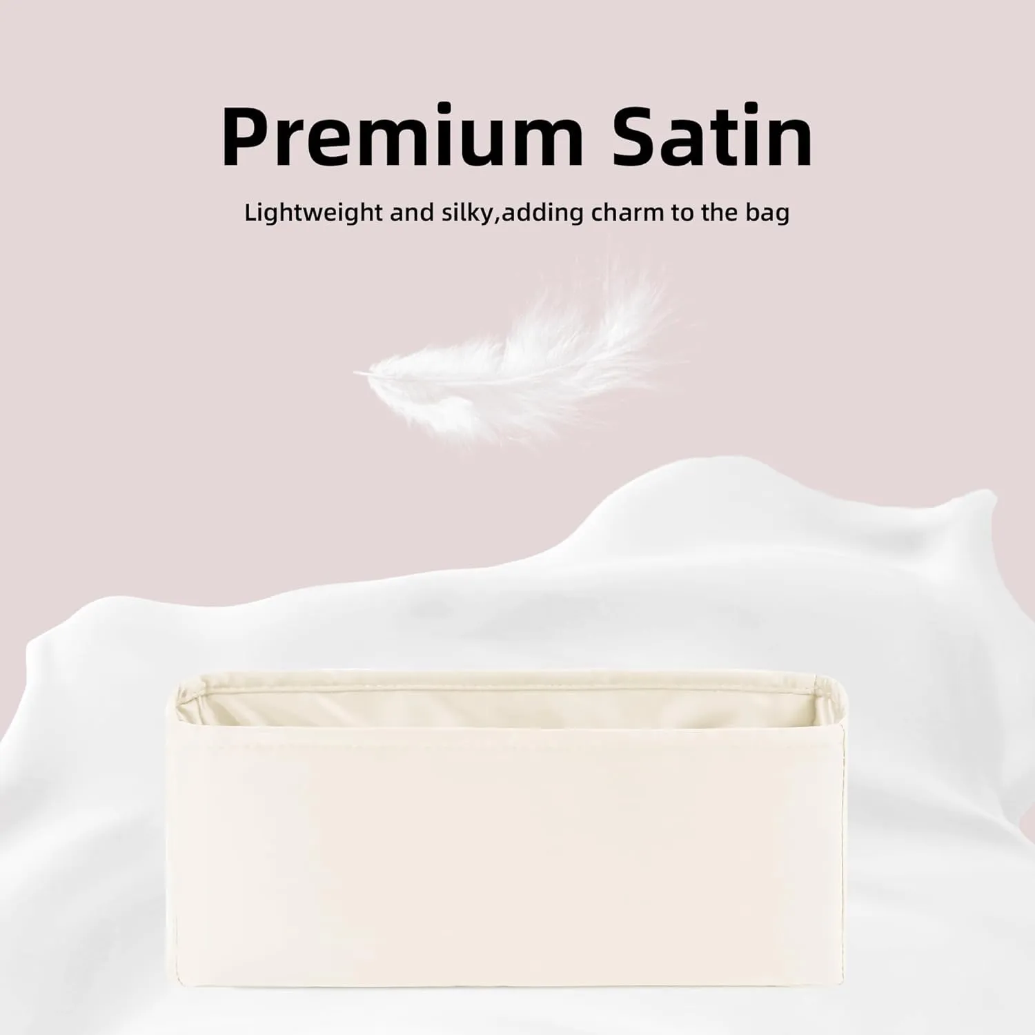 DGAZ Silk Purse Organizer Insert For Loro Piana Extra Pocket Bags,Silky Smooth Bag Organizer，Luxury Handbag & Tote Shaper(Craie,Extra Pocket 19)