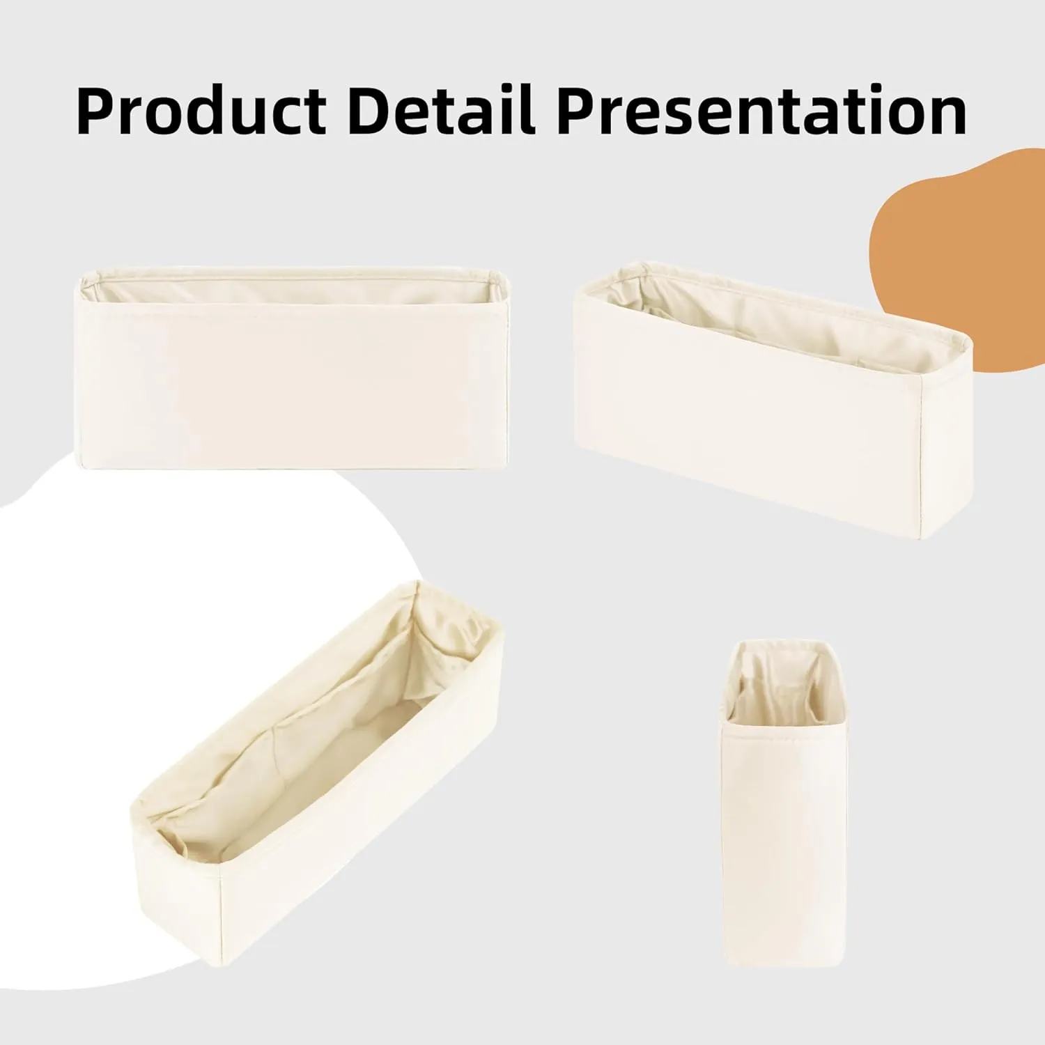 DGAZ Silk Purse Organizer Insert For Loro Piana Extra Pocket Bags,Silky Smooth Bag Organizer，Luxury Handbag & Tote Shaper(Craie,Extra Pocket 19)