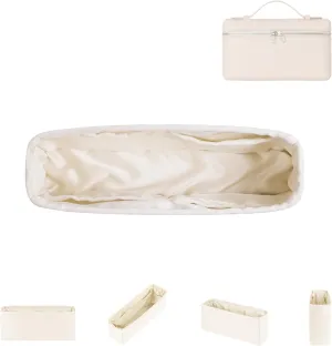 DGAZ Silk Purse Organizer Insert For Loro Piana Extra Pocket Bags,Silky Smooth Bag Organizer，Luxury Handbag & Tote Shaper(Craie,Extra Pocket 19)