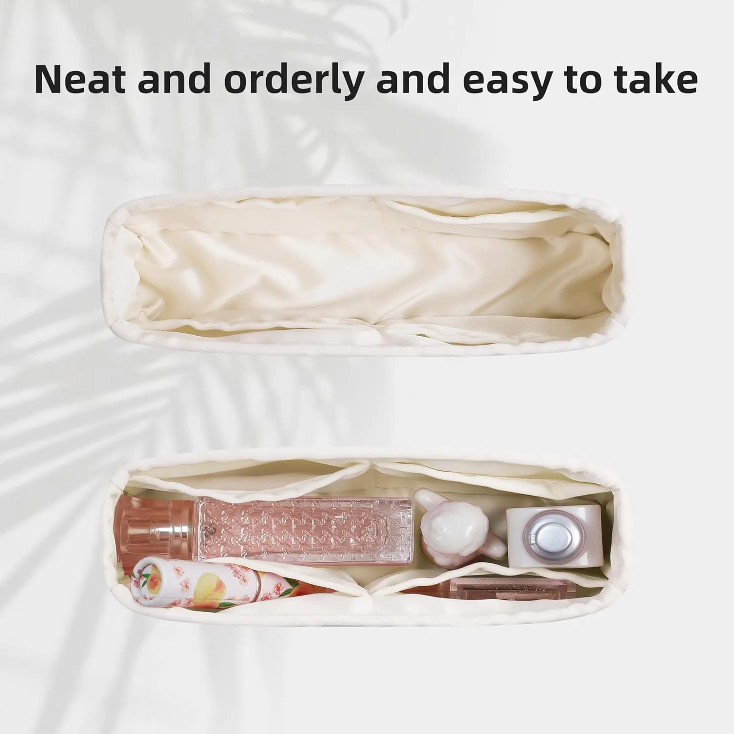 DGAZ Silk Purse Organizer Insert For Loro Piana Extra Pocket Bags,Silky Smooth Bag Organizer，Luxury Handbag & Tote Shaper(Craie,Extra Pocket 19)