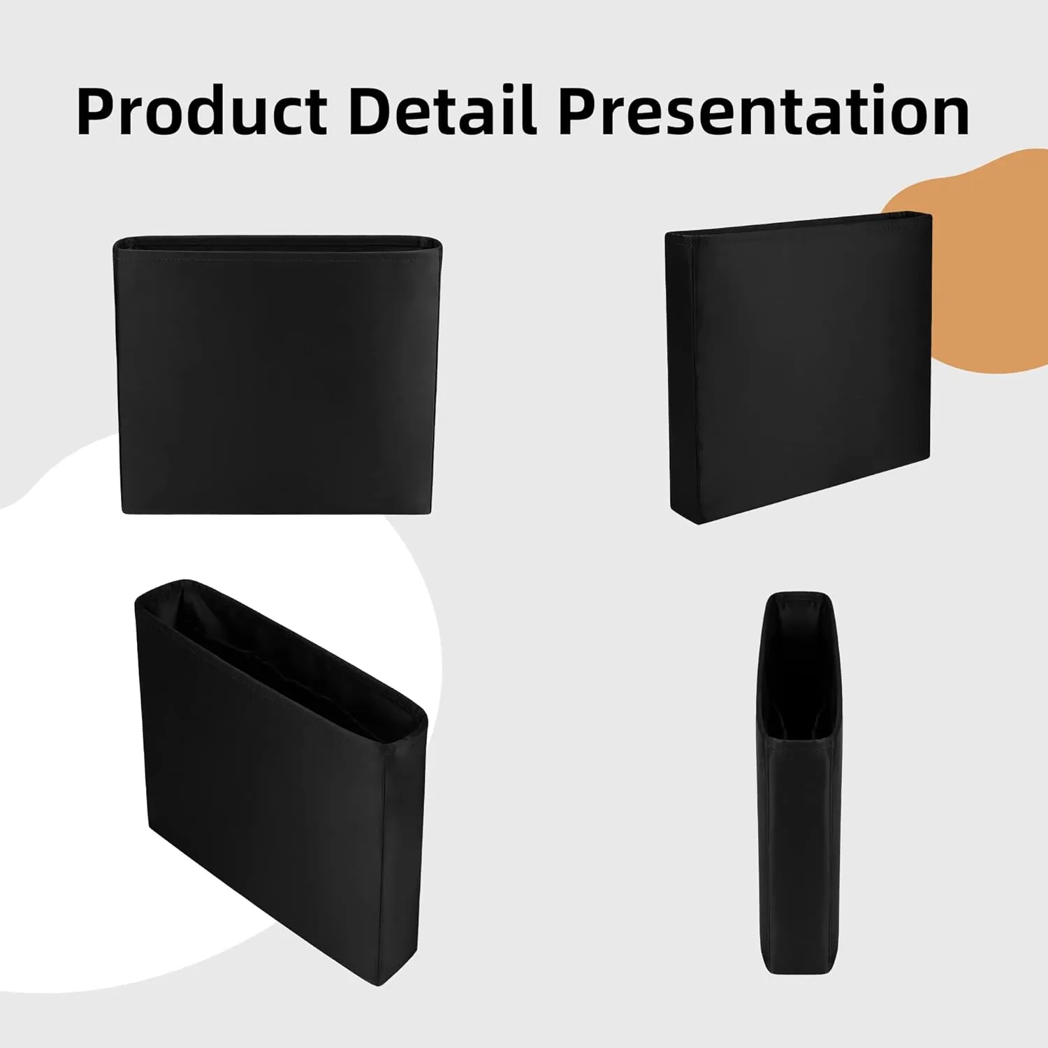 DGAZ Silky Purse Organizer Insert Fits Evelyne TPM/PM/GM/TGM Bags, Luxury Handbag & Tote Organizer, Simplicity bag organizer（Black,PM）