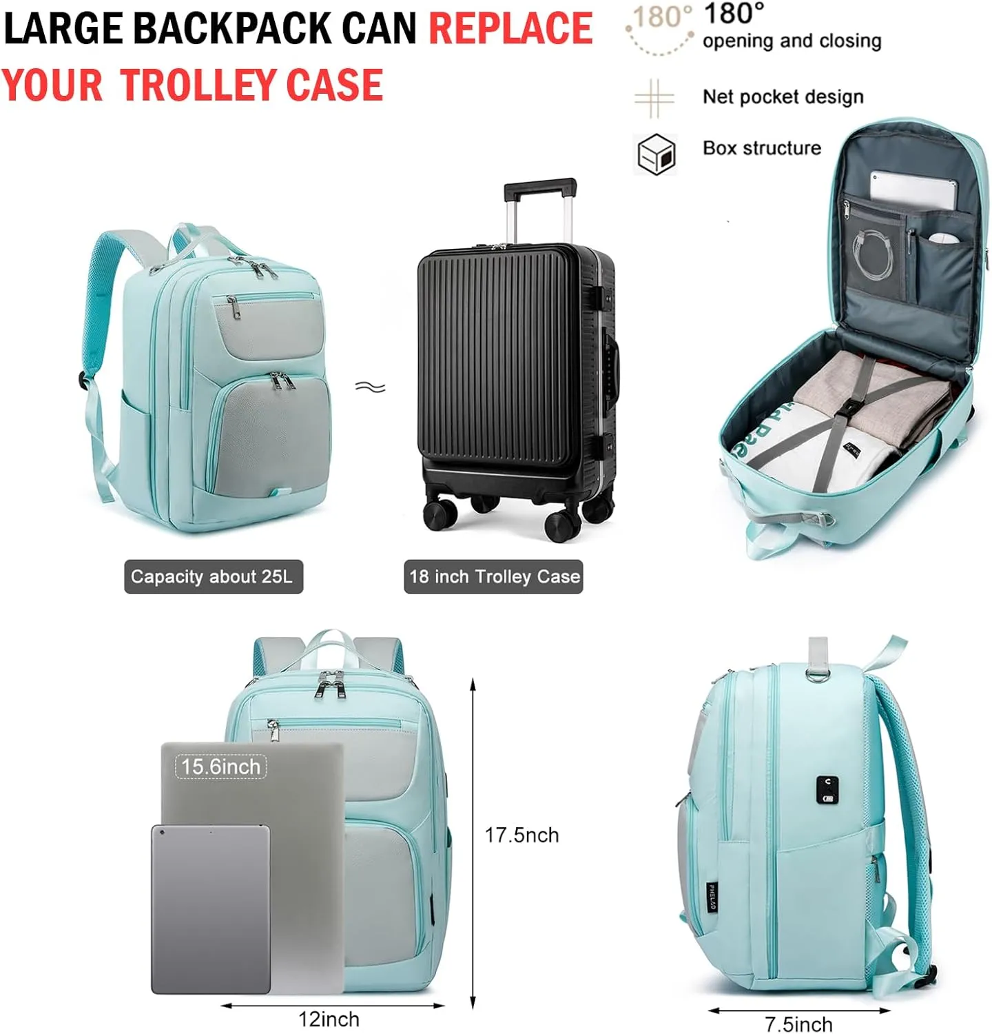Diaper Bag Backpack for New Mom, Multifunctional Maternity Backpack with 16" Laptop Sleeve & Insulated Bottle Pockets Travel Diaper Bag (Blue)