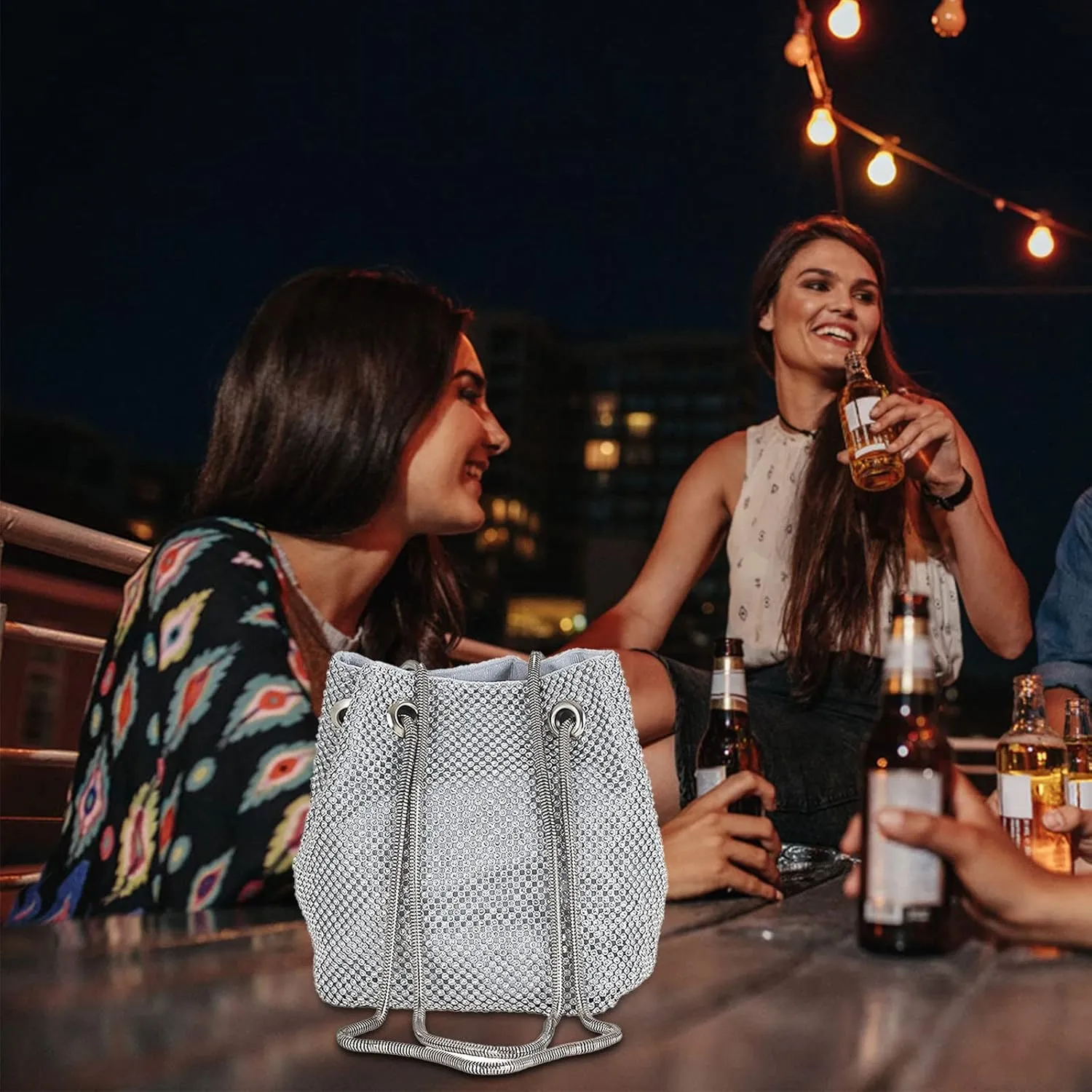 Dinner Party Bag Female Banquet Bags Dress Cheongsam Hold Bag Single Shoulder Crossbody Bag Diamond Studded (One Size)