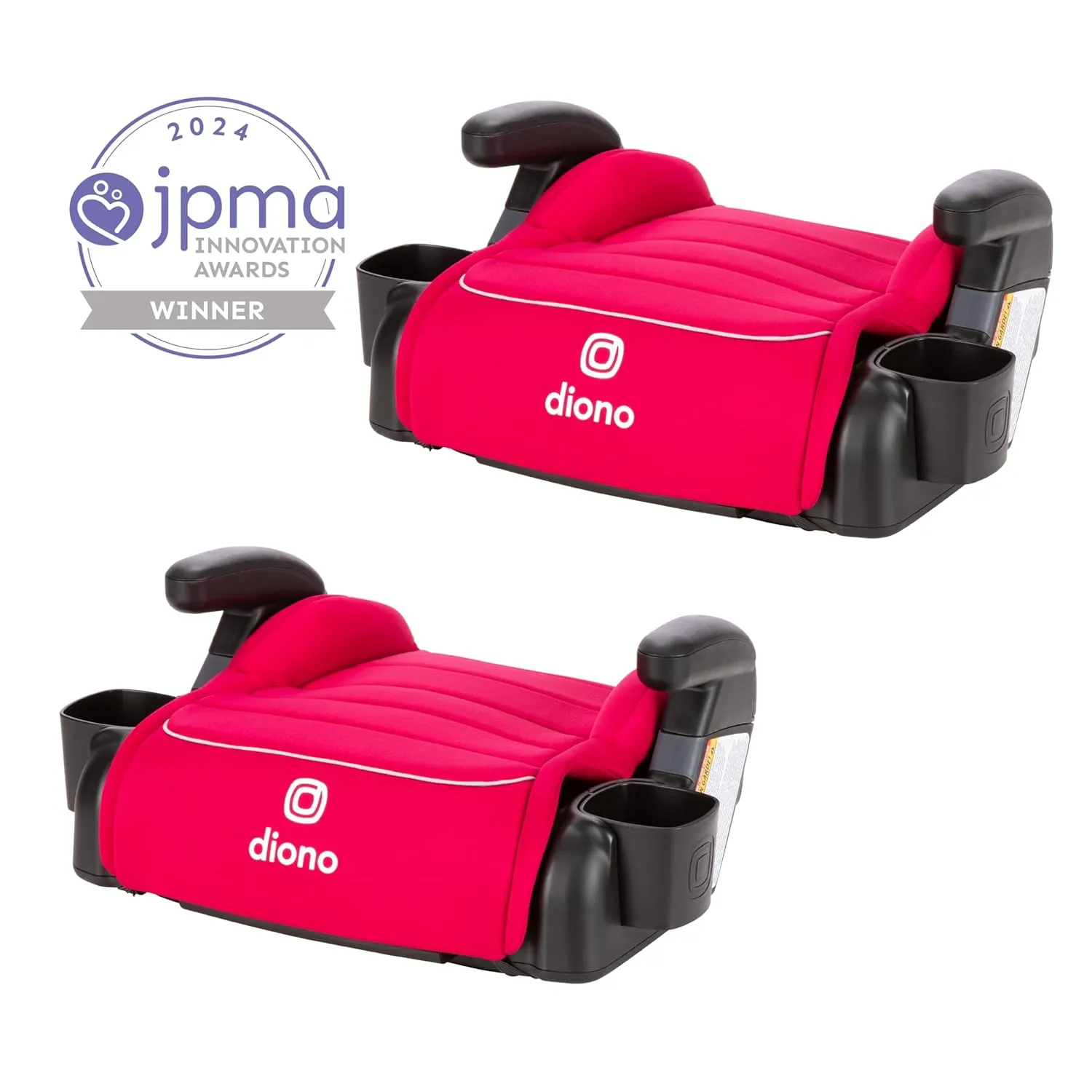 Diono Connect3 R Backless Booster Pack of 2, Slim Fit 3-Across in Many Mid-Sized Sedans and SUVs, for Children from 40-120 lbs., Lightweight with Cupholder, Pink Cotton Candy
