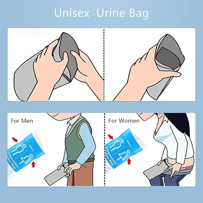 Disposable Urine Bags, 12 Pcs Pee Bags for Travel for Women/Men, 800CC Emergency Toilet for Car and Vomit Bags, Unisex Urinal Bag Suit for Trave, Camping, Traffic Jams, Pregnant, Adult, Patient, Kids