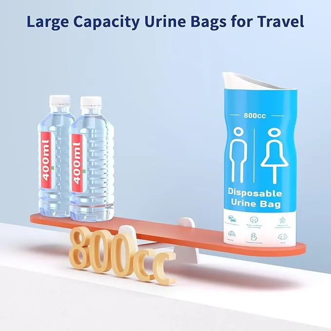Disposable Urine Bags, 12 Pcs Pee Bags for Travel for Women/Men, 800CC Emergency Toilet for Car and Vomit Bags, Unisex Urinal Bag Suit for Trave, Camping, Traffic Jams, Pregnant, Adult, Patient, Kids