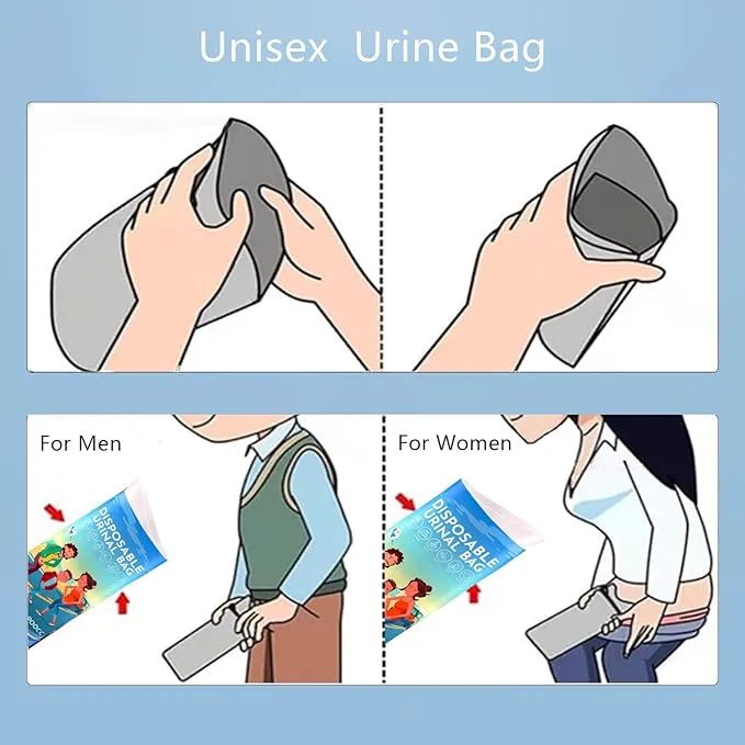 Disposable Urine Bags, 12 Pee Bags for Travel for Women, Portable Urinal for Women and Men, 900ML Emergency Toilet for Car and Vomit Bags Disposable, Camping Essentials Travel Toilet for Adult, Kids