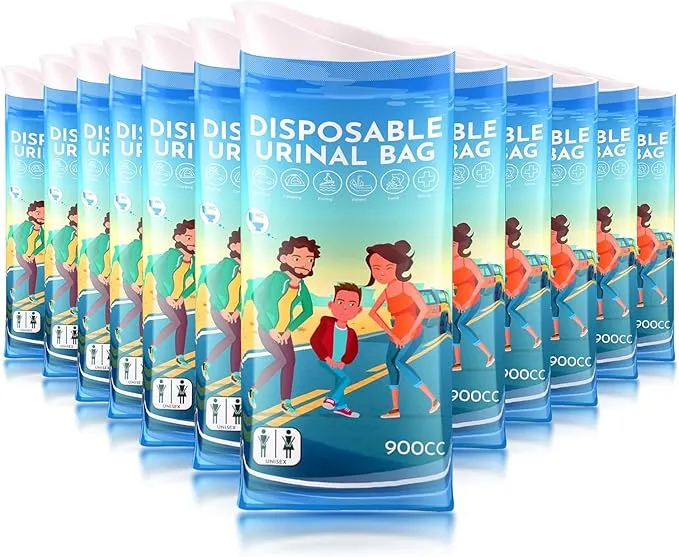 Disposable Urine Bags, 12 Pee Bags for Travel for Women, Portable Urinal for Women and Men, 900ML Emergency Toilet for Car and Vomit Bags Disposable, Camping Essentials Travel Toilet for Adult, Kids