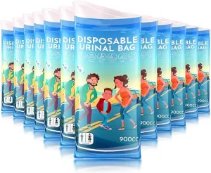 Disposable Urine Bags, 12 Pee Bags for Travel for Women, Portable Urinal for Women and Men, 900ML Emergency Toilet for Car and Vomit Bags Disposable, Camping Essentials Travel Toilet for Adult, Kids