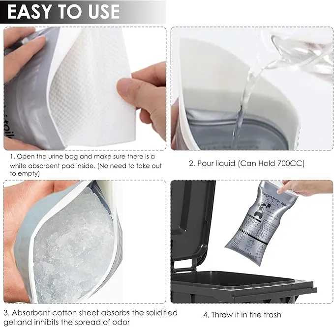 Disposable Urine Bags, 12/20 Pack Pee Bags for Travel for Women Men, Emergency Toilet Pee Bags, Portable Urinal Bag Vomit Bag for Traffic Jams, Camping, Hiking, Pregnant, Patient, Kids