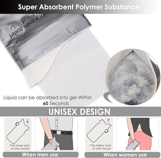 Disposable Urine Bags, 12/20 Pack Pee Bags for Travel for Women Men, Emergency Toilet Pee Bags, Portable Urinal Bag Vomit Bag for Traffic Jams, Camping, Hiking, Pregnant, Patient, Kids