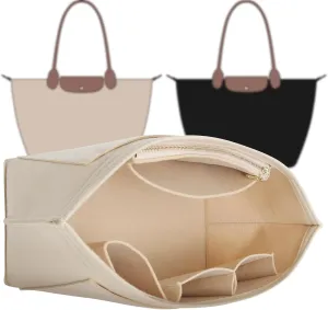 Doxo Longchamp Purse Organizer Insert Large Compatible with Le Pliage L Handbags Tote(Large,Beige)