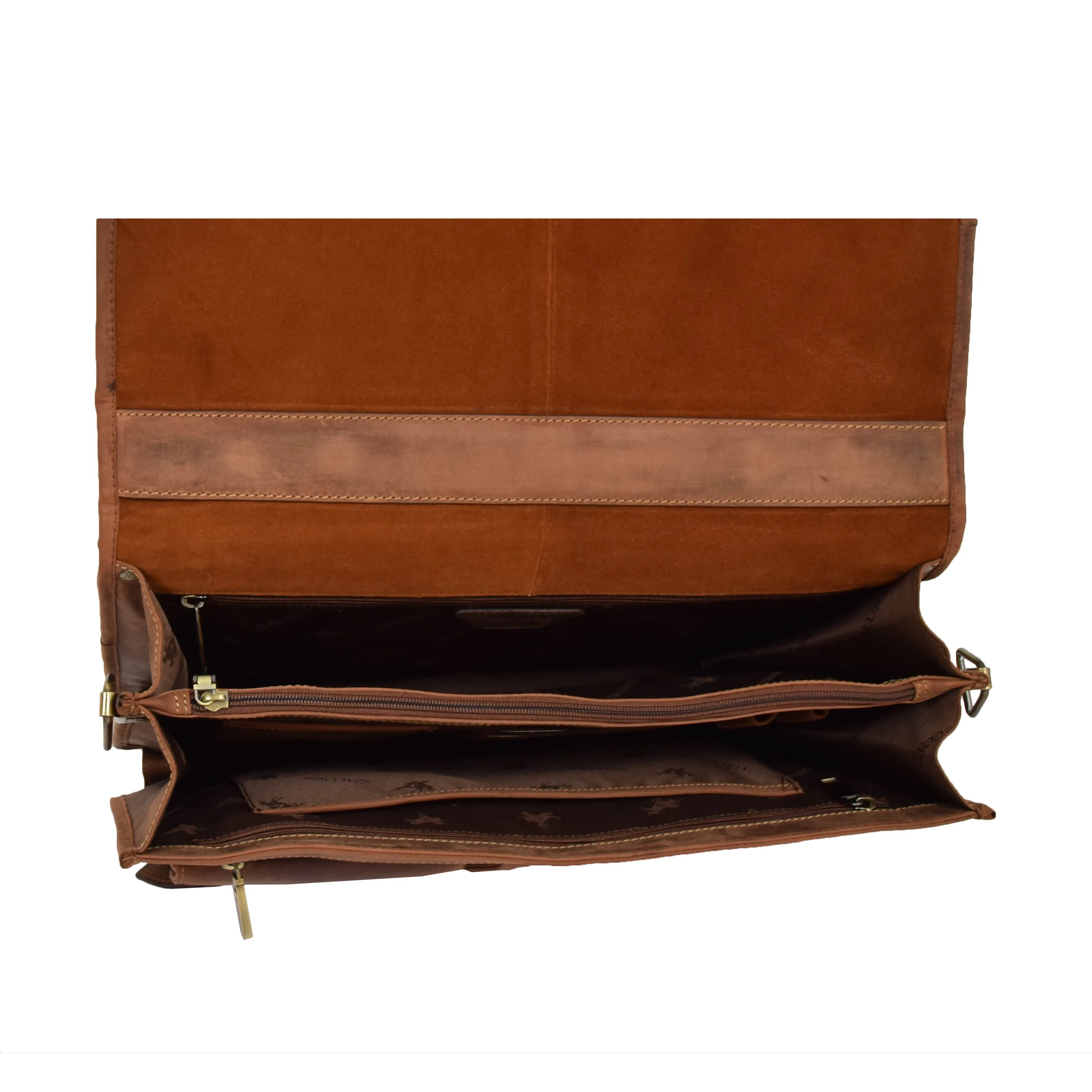 DR389 Men's Leather Cross Body Briefcase Oil Tan