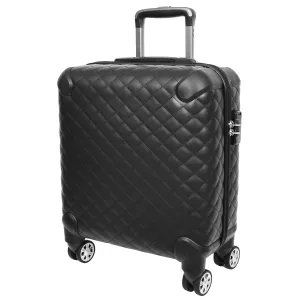 DR697 Four Wheel Pilot Case Quilted Lightweight Cabin Bag Black