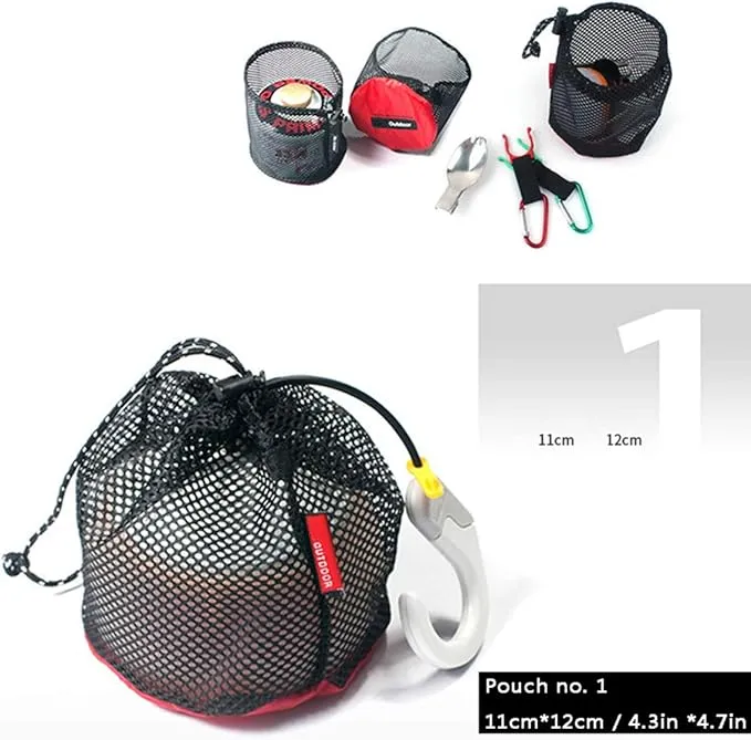 Drawstring Bags/Pouch/Ditty/Mesh-Stuff-Sack for Camping/Travel Cord/Bag - Storage 5-in-1 Travel Use Nylon 5 Pieces