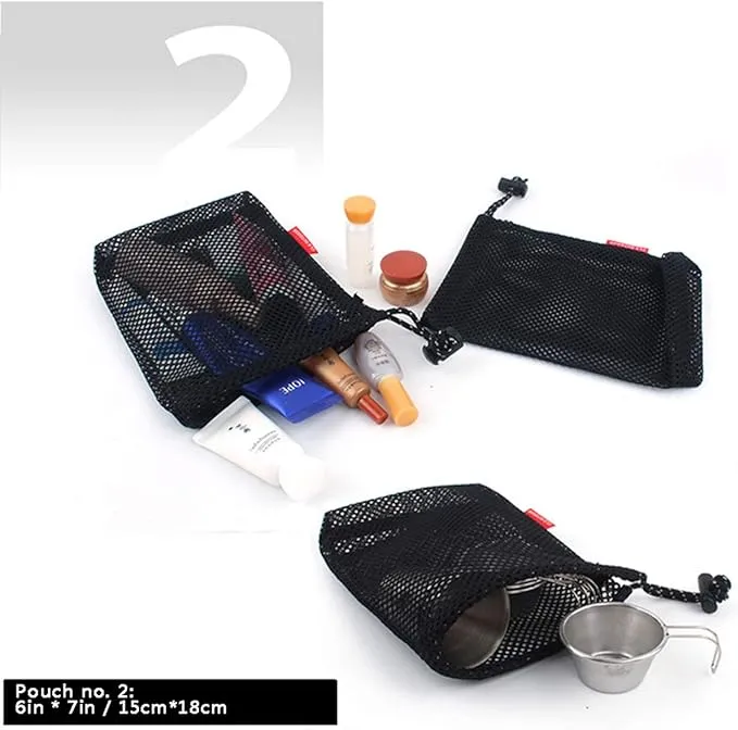 Drawstring Bags/Pouch/Ditty/Mesh-Stuff-Sack for Camping/Travel Cord/Bag - Storage 5-in-1 Travel Use Nylon 5 Pieces