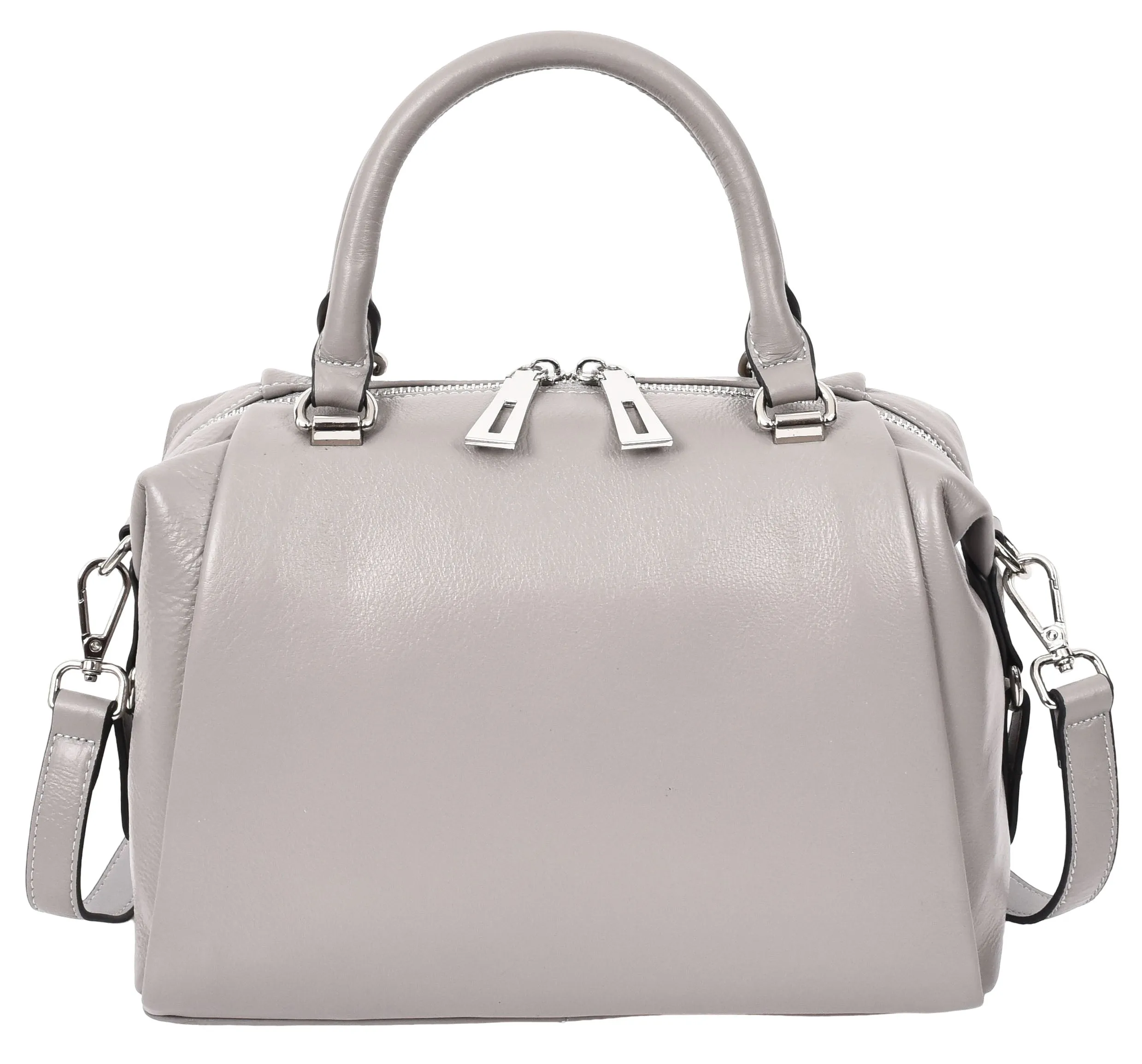 Edmonton Women Small Barrel Shape Leather Shoulder Handbag Grey