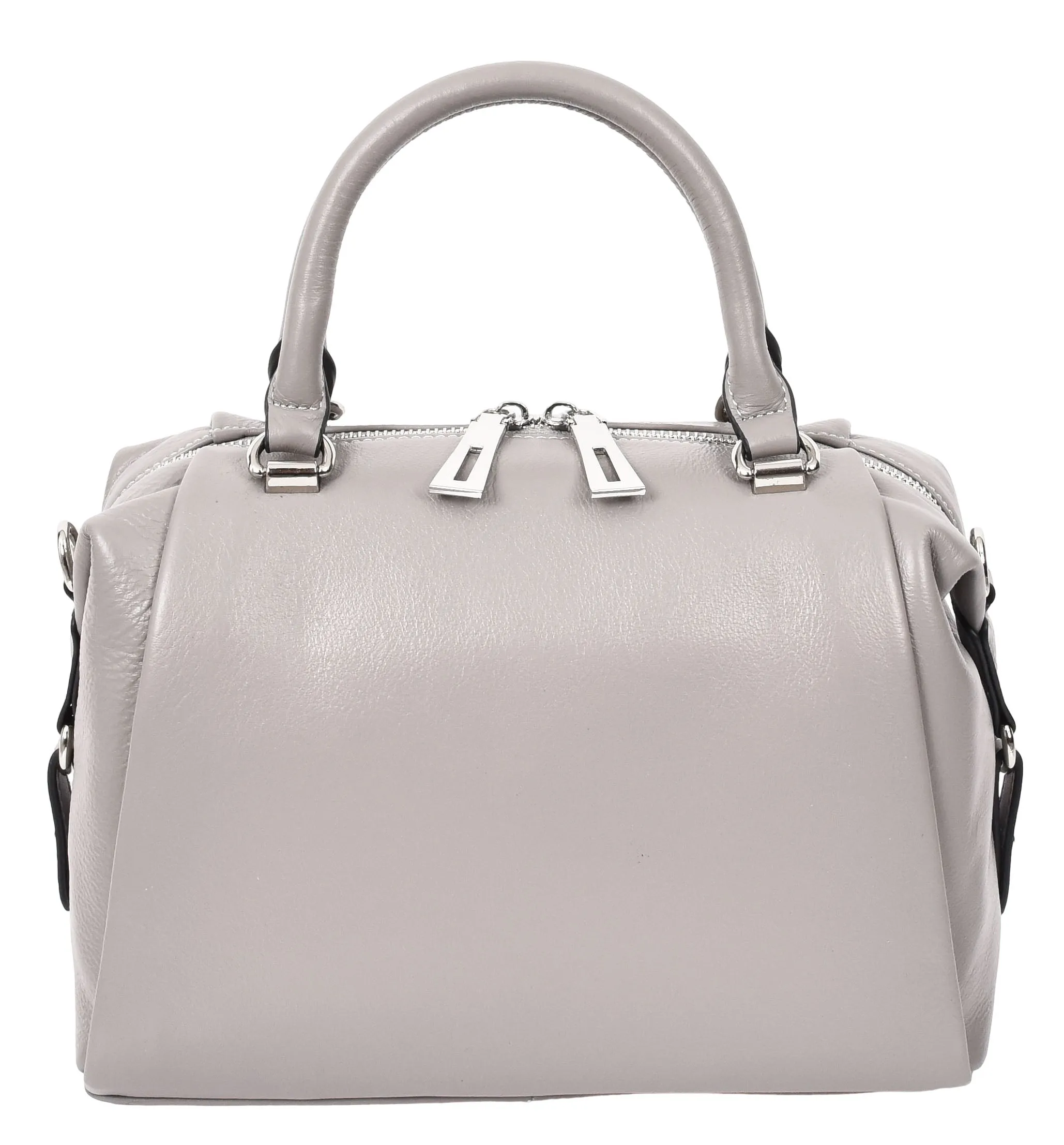 Edmonton Women Small Barrel Shape Leather Shoulder Handbag Grey