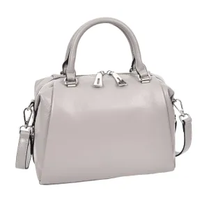 Edmonton Women Small Barrel Shape Leather Shoulder Handbag Grey