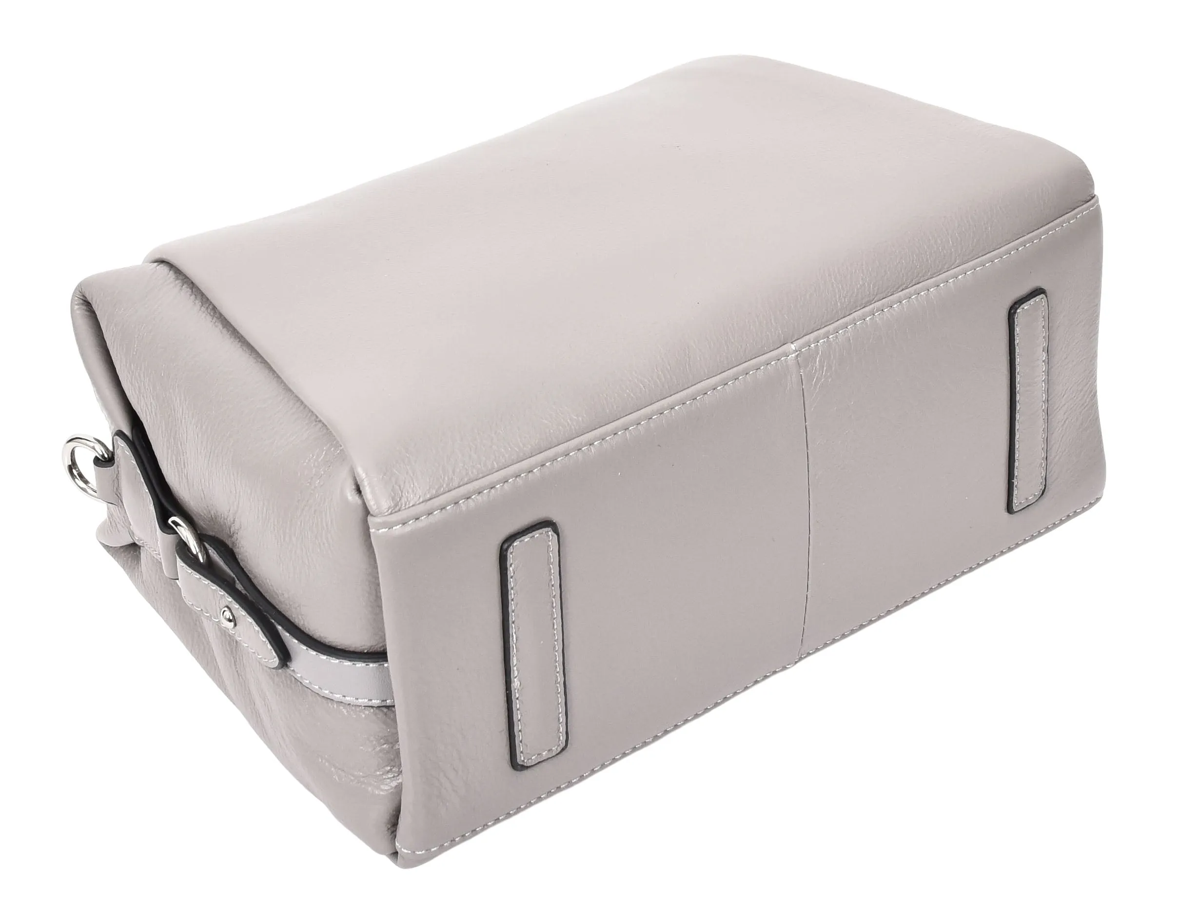 Edmonton Women Small Barrel Shape Leather Shoulder Handbag Grey