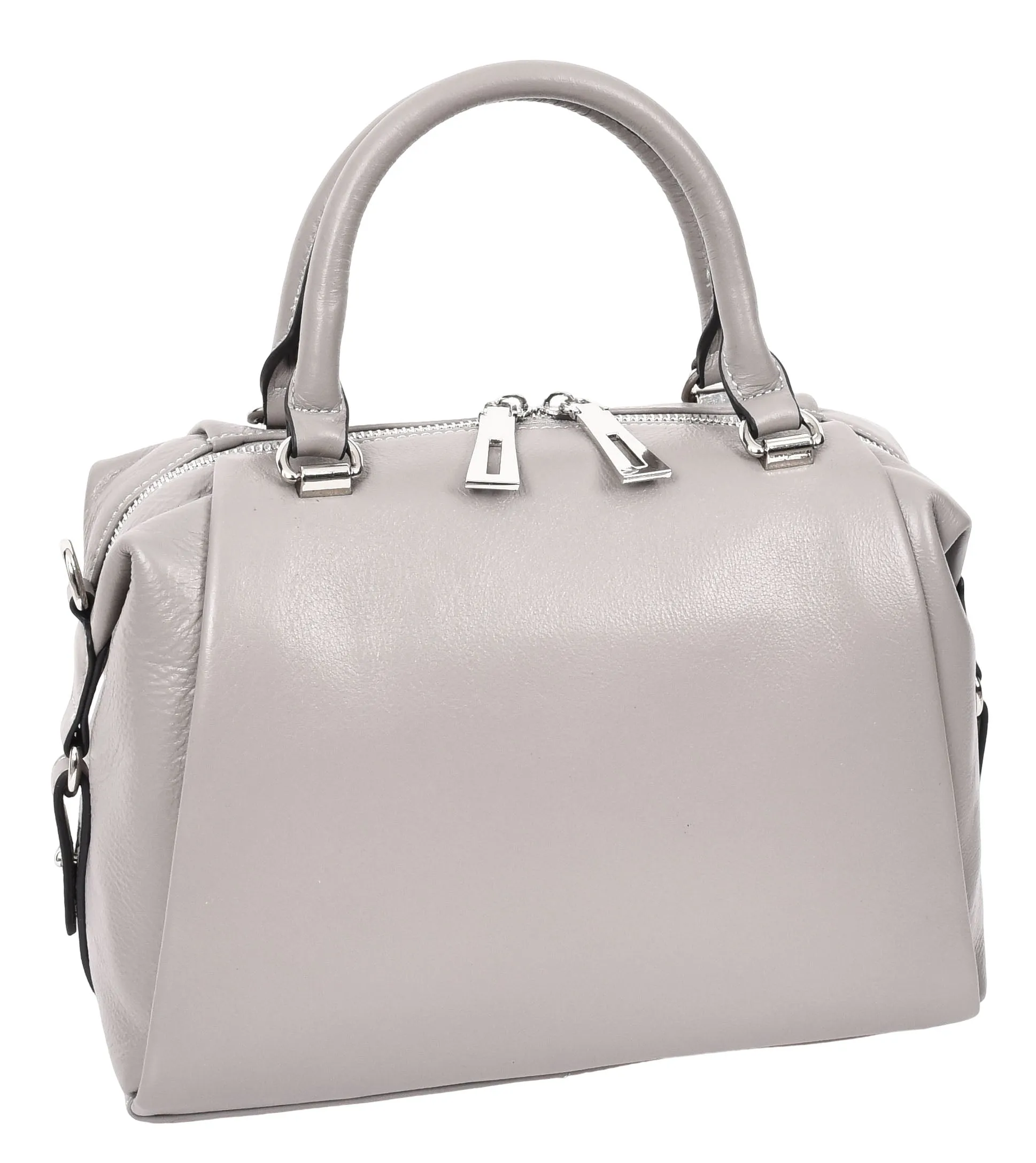 Edmonton Women Small Barrel Shape Leather Shoulder Handbag Grey