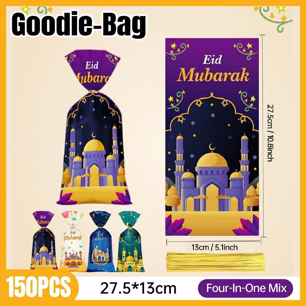 Eid Mubarak Gift Bags 150PCS