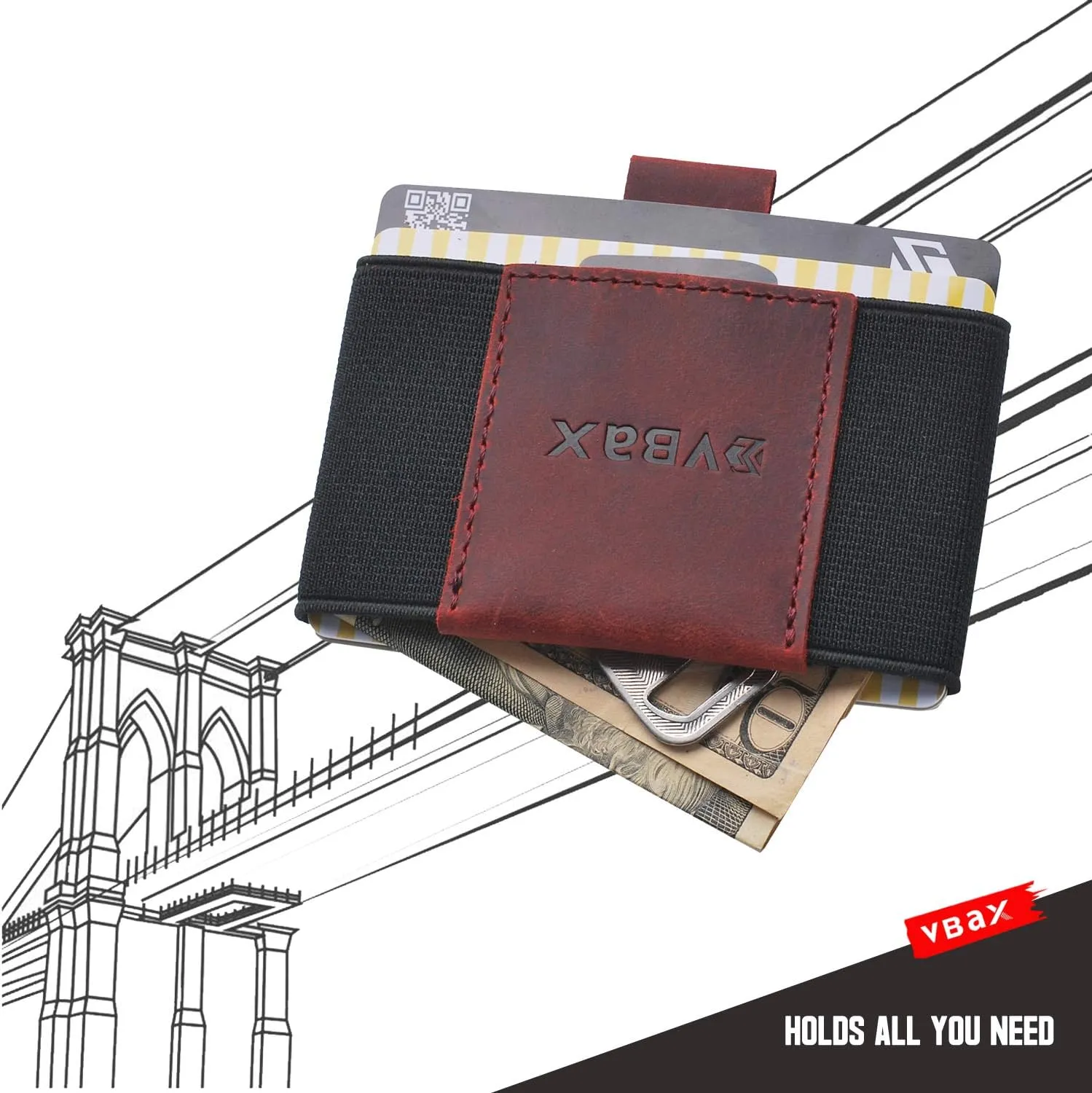 Elastic Slim Wallet - Small Minimalists Slim Front Pocket Credit Card Holder for Men & Women