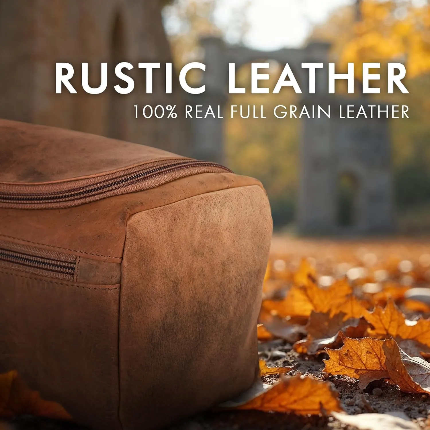 ELIZO Premium REAL Leather Toiletry Bag for Men Dopp Kitt Hanging Mens Toiletry Large TSA Toiletries Bag Shaving Grooming Bag Organizer Saddle