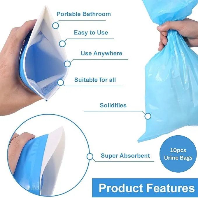 Emergency Urine Bags, 10 Pack 600ml Disposable Urinal Bags, Vomit Bags, Pee Bags Suitable for Travel, Camping, Traffic Jams, Patients