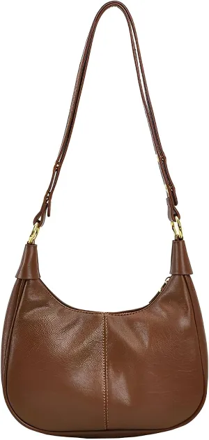 ENOPINK Crossbody Bags for Women Crescent Vegan PU Leather Purses Zipper Shoulder Bags with Adjustable Strap