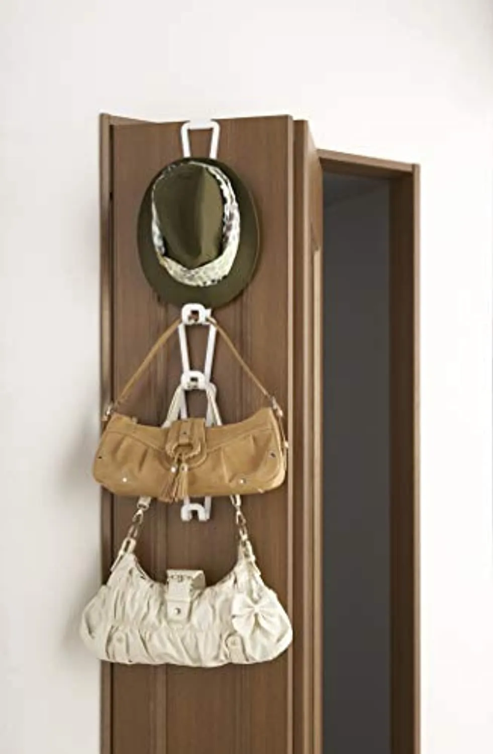 Enther home 6510 Chain Link Bag Holder-Closet Storage Hanging Organizer Rack, One Size, White