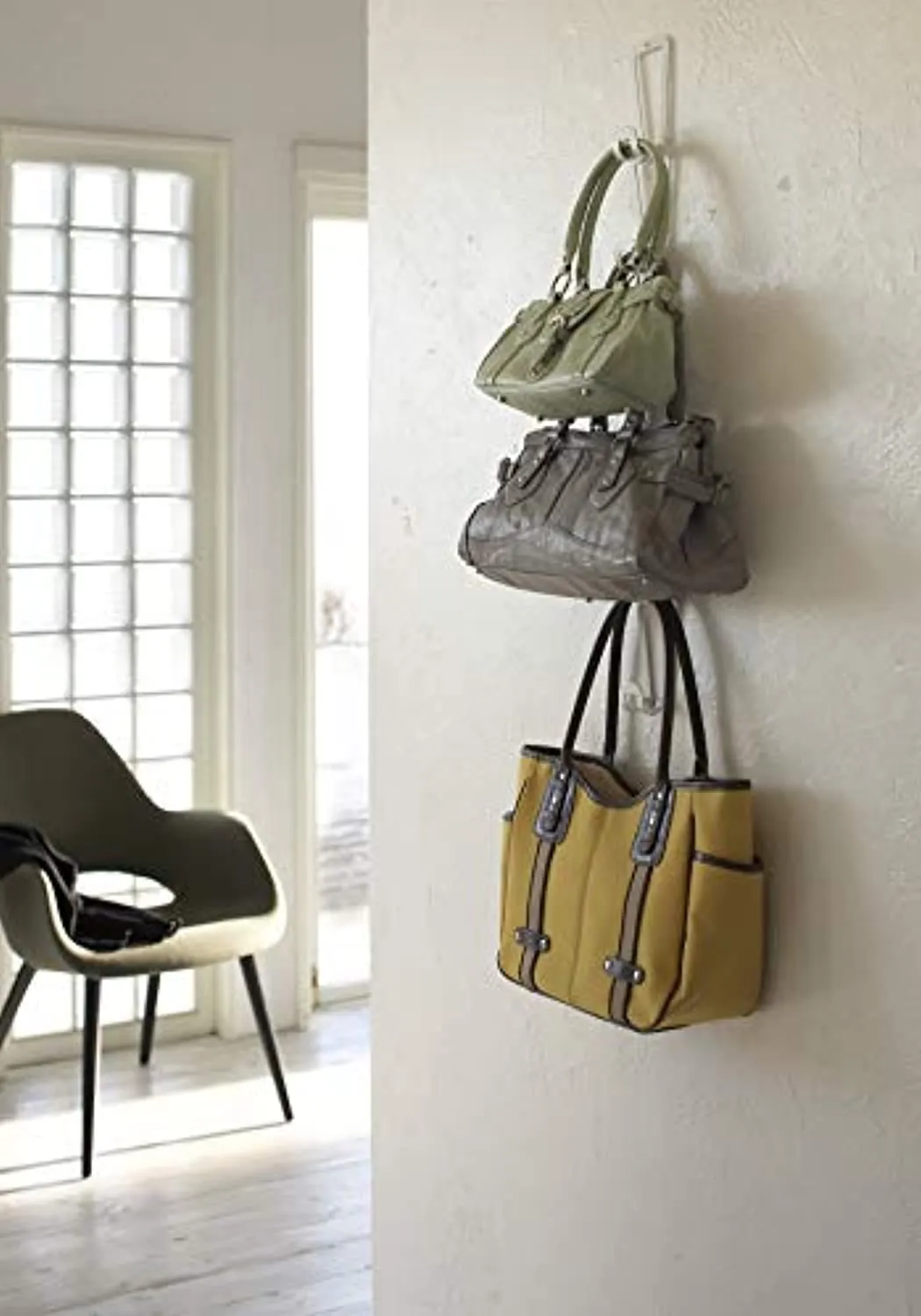 Enther home 6510 Chain Link Bag Holder-Closet Storage Hanging Organizer Rack, One Size, White