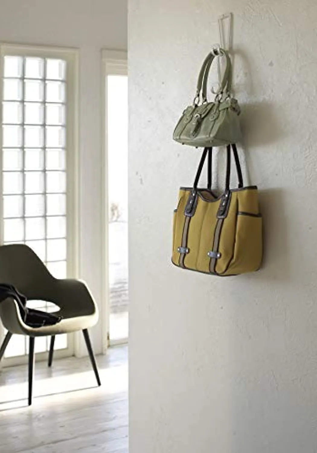 Enther home 6510 Chain Link Bag Holder-Closet Storage Hanging Organizer Rack, One Size, White