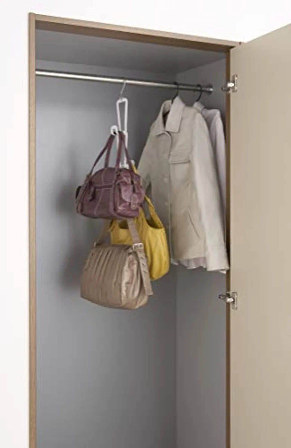 Enther home 6510 Chain Link Bag Holder-Closet Storage Hanging Organizer Rack, One Size, White