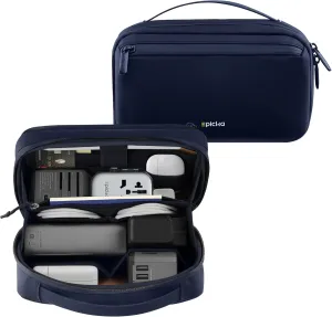 EPICKA Electronics Organizer Travel Case - Cable Organizer Bag for Travel Accessories, Tech Pouch for Cords, Charger, Adapter, Cables, Power Bank, Waterproof Storage Bag with Luggage Strap, Navy