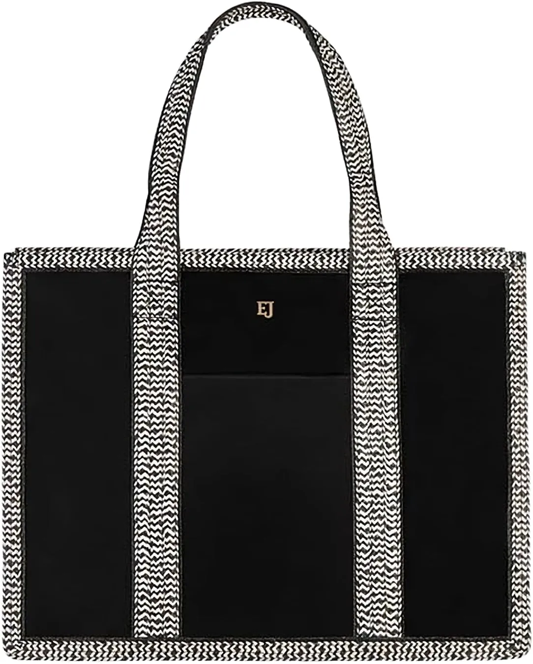 Eric Javits Cote D'Azur Tote Bag - Canvas & Squishee Straw Beach Bags for Women with Zip Pouch & 3 Outer Pockets