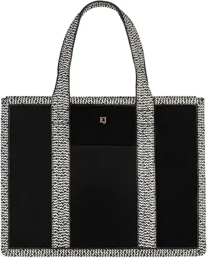 Eric Javits Cote D'Azur Tote Bag - Canvas & Squishee Straw Beach Bags for Women with Zip Pouch & 3 Outer Pockets