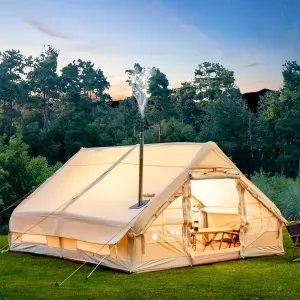 EROMMY 6-8 Person Inflatable Tent for Camping, Easy Setup 130 Square Camping Tent with Mesh & Chimney Windows, Large Tents for Outdoor Camping