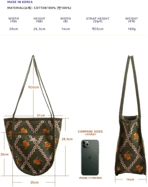Everyday Shoulder and Tote bags and purse for Women Lightweight Korea Designer unique Vintage print retro Bag