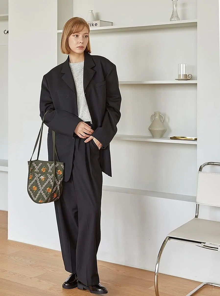 Everyday Shoulder and Tote bags and purse for Women Lightweight Korea Designer unique Vintage print retro Bag