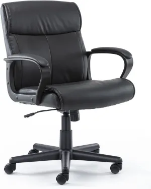 Executive Office Chair with Padded Armrests Mid Back Lumbar Support