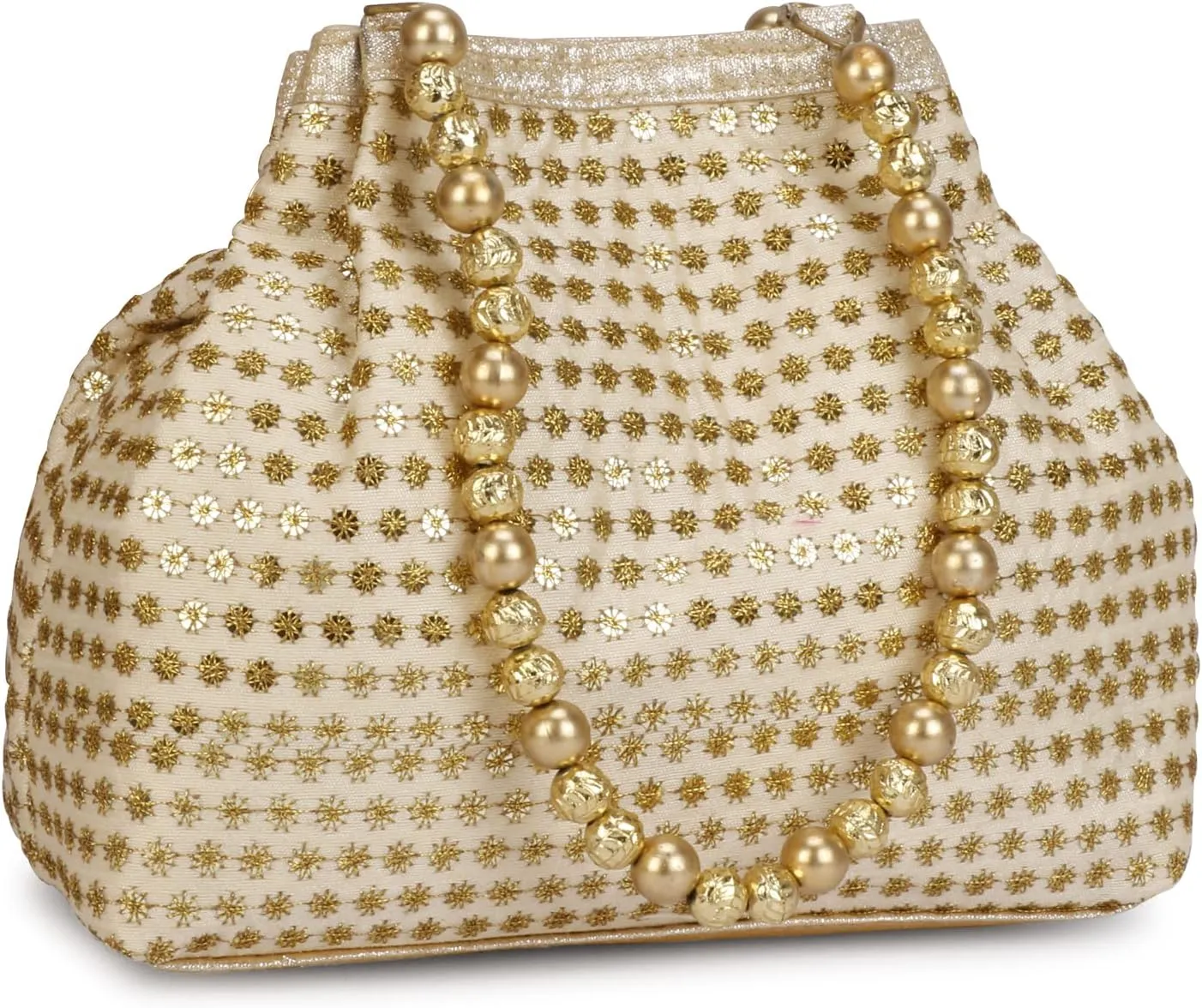 Fancy Haat Silk Ethnic Rajasthani Women's Potli Bag (Golden)