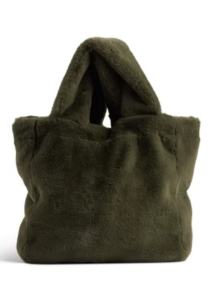 Faux Fur Le Mink Tote - Olive