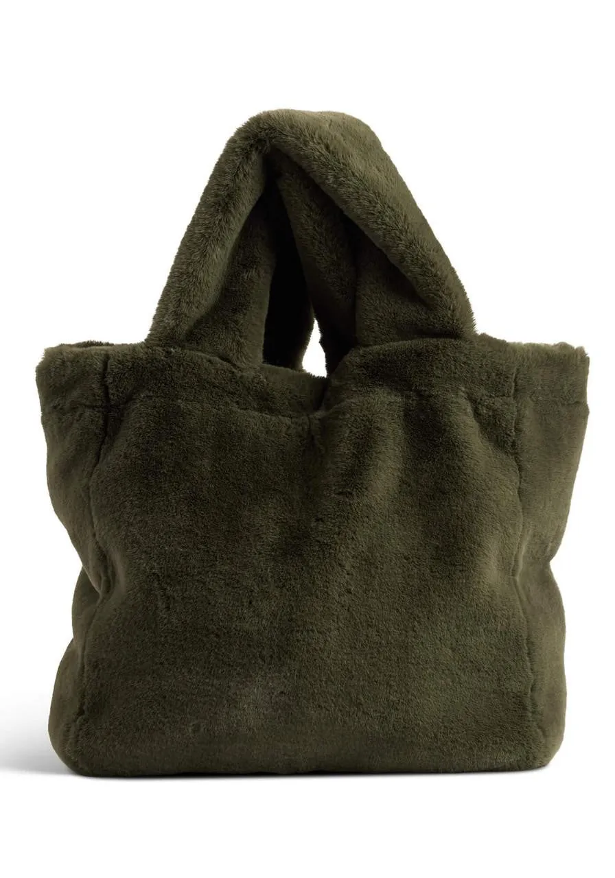 Faux Fur Le Mink Tote - Olive