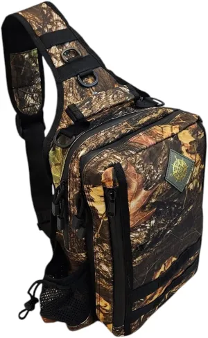 Fishing Sling Bag Tackle Storage Pack, Compact Lightweight Crossbody Backpack for Fishing Hunting Hiking, Foliage Camouflage